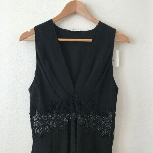 Sandro Elena Flared Guipure Lace Panel Crepe Mini Dress - Picture 3 of 6